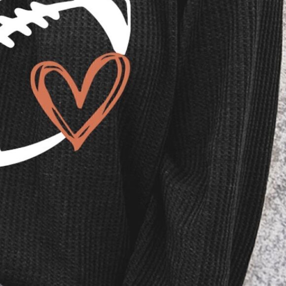 Black Waffle Knit Football Top - Picture 6 of 7